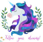 Eosette Sticker motivational - Follow your dreams - Inorog - 60x60 cm