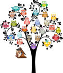 Eosette Sticker decorativ - Copac cu bufnite - 160x180 cm