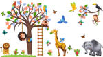 Eosette Sticker decorativ - Maimute in copaci, elefant si girafa - 230x140 cm