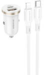 BOROFONE Incarcator auto Borofone BZ22, 1x USB-C, 1x USB, 30 W, White (6941991105210)