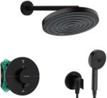 Hansgrohe - Set de duș cu termostat încastrat, cu corp, diametru 26 cm, 3 jeturi, negru mat SANI21HHH402 (SANI21HHH402)