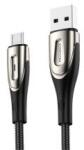 JOYROOM SHARP adatkábel (USB - microUSB, gyorstöltő, 120cm, nylon, törésgátló, cipőfűző) FEKETE (96894)