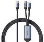 JOYROOM adatkábel 2in1 (Type-C - Type-C/lightning, 100W, gyorstöltő, 150cm, cipőfűző) FEKETE
