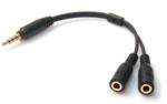 Gigapack Audió adapter kábel (elosztó, 2 3.5mm jack aljzat - 3.5mm jack, 10cm) FEKETE (68795)