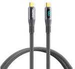 REMAX ZISEE adatkábel (Type-C - Type-C, 100W, PD gyorstöltő, 120cm, LED kijelző) SÖTÉTSZÜRKE