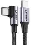 UGREEN US255 adatkábel (Type-C - Type-C, 3A, gyorstöltő 3.0, 100cm, 90 fokos) FEKETE