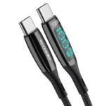 BlitzWolf adatkábel (Type-C - Type-C, 100W, PD gyorstöltő 3.0, 180cm, LED kijelző) FEKETE