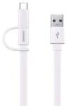 Huawei adatkábel (USB - microUSB/Type-C, lapos kábel, 150cm) FEHÉR