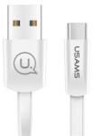 USAMS U2 adatkábel (USB - Type-C, gyorstöltő, 120cm, lapos kábel) FEHÉR
