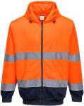 Portwest B317 Kéttónusú cipzáras kapucnis pulóver narancs-tengerészkék (B317ONRXL)