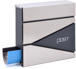 Picco - Fabio Inox postaláda újságtartóval - rozsdamentes acél kültéri levélszekrény (PI0042)