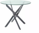 SIGNAL MEBLE Agis Kerek Edzett Üveg Étkezőasztal Matt Fekete Keresztlábakkal (SIG-AGISC)
