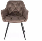 SIGNAL MEBLE Cherry Velvet Cappuccino Bársony Étkezőszék Fekete Fém Lábakkal (SIG-CHERRYVCCA)