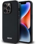 DKNY PU Leather Silver Metal Logo Magsafe Tok iPhone 14 Pro Max Készülékhez Fekete