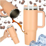  Termoszbögre Füllel és Szívószállal, Rózsaszín - 1200 ml