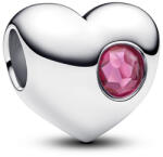 Pandora Gravírozható szív charm rózsaszín kristállyal - 794161C10 (794161C10)