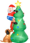 AOSOM Felfújható karácsonyfa LED-világítással 180 cm automatikus ventilátorral