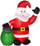 AOSOM Felfújható Mikulás LED-világítással 120 cm kültéri karácsonyi dekoráció piros-fehér