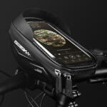  Kormányra szerelhető biciklis telefontartó, táska vízálló fekete (B028-BLACK)