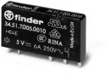 Finder Ultravékony printrelé, NYÁK/dugasz, 1váltóérintkező, 6A, 5VDC, monostabil, IP20 (345170050010) (34.51. 7.005. 0010) (345170050010)