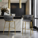 Mebel Elite Elegáns Bárszék Szürke Bársony Kárpittal. FLORES 2