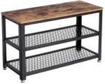 VASAGLE Bancă pentru hol cu spațiu pentru pantofi INDY, 73x30x45cm, maro/negru Pantofar