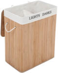 SONGMICS LCB64Y 100L bambusz szennyeskosár 2 rekeszes összecsukható natúr (EUZ-LCB64YV1)