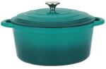 Perfect Home Oala fonta emailata cu capac 28, 5 cm, 6 L, Perfect Home 16638, turcoaz