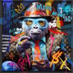 Art Galéria Majom a címlapon - kézzel átfestett olajfestmény LED világítással