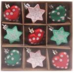  Vegyes zöld-piros-rózsaszín szív és csillag díszek