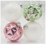  Fehér-zöld-rózsaszín karácsonyi gömbök