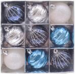  Kék-fehér-ezüst mintás karácsonyi gömbök