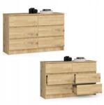 AKORD Komód szekrény K120 6 fiókos tölgy artisan Akd (OP0LK-120SZ6ART)