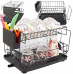 VERK GROUP Edényszárító tányérok evőeszközök bögrék kétszintes csepegtető tálca (07349)