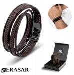 Serasar Serasar, Férfi Bőr Karkötő [Wrap] Barna, 34cm (Wrap)