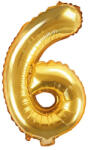 PartyDeco S. r. o 6. szám, fólia lufi, 35 cm, arany