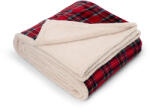 Tchibo - Kockás kétoldalas plüss takaró - piros