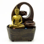  Szoba szökőkút arany meditáló Buddhával, 22cm