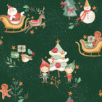 Takoy Prémium pamut NELA Mikulás sötétzöld alapon