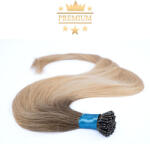 HairExtensionShop Prémium I-TIP Póthaj Ombre Sötétbarna-Világosszőke Mikrogyűrűs Hajhosszabbításhoz 70cm (Szín #4/24) (VIT70424)