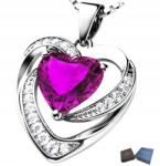 Mennica Świdnicka Ezüst Nyaklánc Szív Rózsaszín Kristályokkal és Cirkóniákkal Ezüst 925 Női