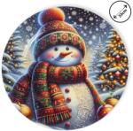  Műanyag kerek tálca Sálas hóember 33cm