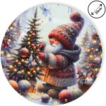  Műanyag kerek tálca Karácsonyfát díszítő manó 33cm