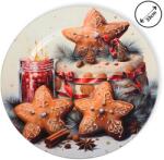  Műanyag kerek tálca Mézeskalács csillagok 33cm