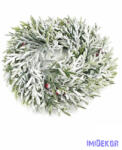  Aprólevelű műfenyő koszorú bogyóval 35cm - Havas