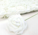  Polifoam rózsa virágfej habrózsa szárral 7-8 cm - Fehér