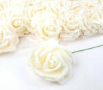  Polifoam rózsa virágfej habrózsa szárral 7-8 cm - Világos Krém