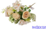  Peónia + hortenzia 7 ágú selyem csokor bogyóval 32cm - Krém-Rózsaszín