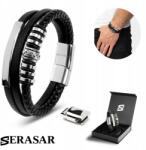 Serasar Serasar, Férfi bőr karkötő [Shine] Ezüst, 20cm (Shine)