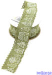  Fehér karácsonyi mintás textil szalag 40mm x 9, 144m - Zöld
